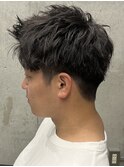 メンズ/アップバング/ツーブロックマッシュ/束感ショート波巻き