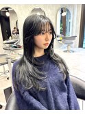 レイヤーカット ブルーブラック 韓国ヘア