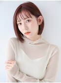 ナチュラルボブシースルーバングピンクカラー