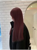 暖色カラーレイヤーカットブリーチなしダブルカラーワインレッド