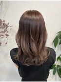 髪質改善カラー/韓国風巻き髪ミルクティーグレージュ