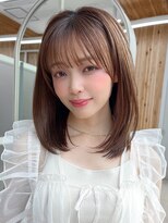 ★くびレイヤー前髪ありイメチェンアンブレラカラーこなれミディ