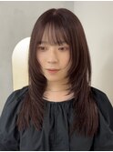 レッドブラウン×レイヤーカット