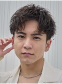 難波センターパートニュアンスパーマフェザーショート緩め色気
