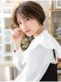 ■ココアブラウン小顔刈り上げマッシュショート402上尾20代30代