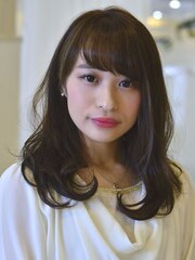 小顔ダブルバング★大人可愛いセミディ