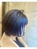 ツートンカラー×インナーカラー×青髪/20代30代40代50代