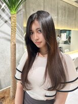 ロンドメリア 天神大名店(Lond Melia) ★グレージュカラー斜めバングデザインカラーシルキー ベージュ