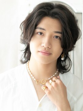 ミスターアンドミセス ファミリーカットサロンビーンズ 草加店(Mr&Mrs Beans) かき上げバングレイヤー&パーマで脱力ウルフB草加