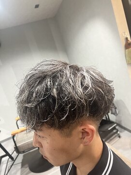 スウェル 柏店(Swell) シルバーメッシュ×パーマ風(癖毛)セット [柏/メンズサロン]