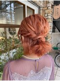 結婚式/お呼ばれに編み込みハーフアップアレンジ