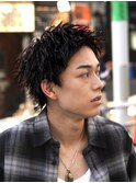 渋谷スパイキーパーマ刈り上げないショート短髪19時以降
