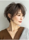 大人ショート　白髪ぼかし　白髪染め　ハイライト　40代50代60代