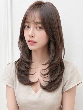 モッズヘア 越谷(mod's hair) 秋ブリーチなし小顔ハッシュカット韓国風レイヤーブラウンp越谷