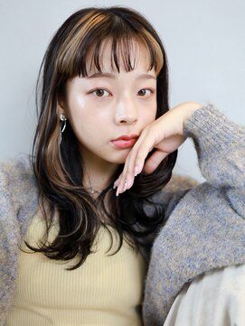 スリール バイ ミリー 江坂(Sourire by milly) 【Sourire江坂】インナーカラー黒髪レイヤーロング前髪パーマ