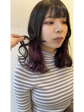 オーガスト ヘア ネイル(AUGUST hair nail) パープル／ブリーチ1~2／横浜／イヤリングカラー