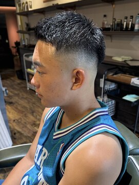 エクファフォーメン(EX-FA FOR MEN) ベリーショート/ダークアッシュ/ニュアンスパーマ/韓国マッシュ