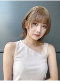 ミニボブフェイスレイヤー前髪あり丸顔絶壁外ハネK20250820