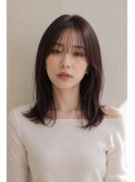 ミディアムレイヤー×ハッシュカット20代30代40代丸顔面長池袋
