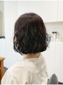 大人女性30代40代やわらかボブウエーブパーマ　夏目サトル