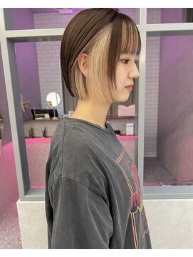 ロンド レア 天神大名店(Lond Le’a) インナーカラー/ボブ//顔まわり/ミルクティー/ケアブリーチ/大名
