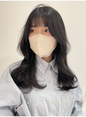 【 YOKE 】ミディアムレイヤー顔まわりブルージュ暗髪韓国