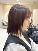 横浜タッセルボブショコラブラウン切りっぱなしボブショートボブ