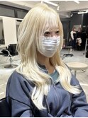 ホワイトブロンド ハッシュカット レイヤー 韓国ヘア