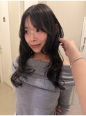 顔まわりレイヤーカットロングレイヤーグレージュ透明感カラー