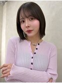 顔周りカット/縮毛矯正/ダークブラウン/コーラルピンク/ボブ