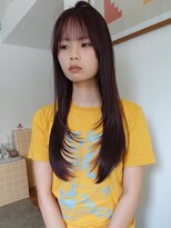 ネルケ 立川(nelke) 顔周りレイヤー韓国風ロングブリーチなしダブルカラー深レッド立