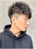 ワイルドツーブロックフェザーマッシュくせ毛風パーマヘアr