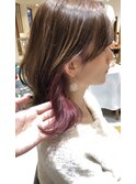 マロンベージュ Aラインボブドレスヘアかきあげロング