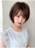 前髪パーマ/ショコラベージュ/ボブルフ/カール/ベビーバング