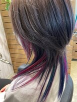 ヘアサロン フラット(hair salon flat) インナーカラーユニコーンぴえん系女子カラーピンク紫ネオウルフ
