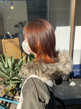 ヘアメイク マージ(hair make merge) 《東住吉区/デザインカラー》インナーオレンジウルフ