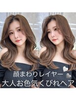 アフロートリノ(AFLOAT Leino) 大人可愛い韓国くびれヘア かきあげ前髪なし顔まわりレイヤー#