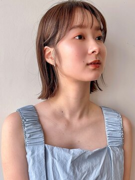 ラフ フロム ガーデン(Laf from GARDEN) ボブ/オリーブベージュ/ウェットヘア/前髪カット/縮毛矯正/韓国