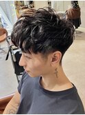 黒髪×無造作パーマ