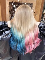アンククロス 渋谷(ANKH CROSS)&nbsp;ハーレイクイン/ブロンドカラー/ヘアカラーブルー/ピンクカラー
