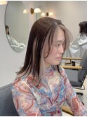 顔まわりインナー×ダークブラウンミディ/渋谷ハイトーン