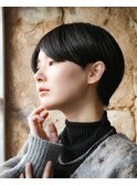 大人可愛い20代30代40代黒髪前下がりショートボブ丸みショート◎