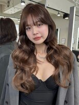 ジーナ 渋谷本店(Zina) 【大人韓国】レイヤーカット/ショコラグレージュ/髪質改善/前髪