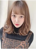 大人かわいい小顔セミディハイトーンベージュ30代吉祥寺