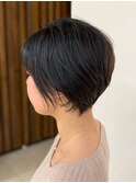 白髪染め/耳掛け/ショートカット/黒髪/小顔/グラデーション/