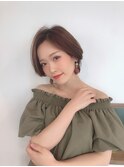 ペールベージュセクションカラーグラデーションカラー外ハネボブ