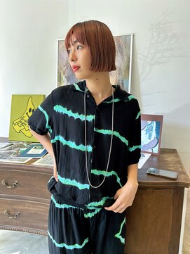 ヘアーアイストゥーレ(HAIR ICI TRE) ボブ ぷつっとボブ オレンジブラウン 担当ゆすら