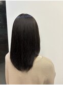 艶髪ダークグレー艶カラーストレートセミロング髪質改善