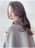 顔周りレイヤー韓国ヘア美髪ロングホワイトグレージュ_ba381691