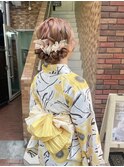 浴衣着付けセット　ゆるふわまとめ髪　リボンアレンジ　横浜★